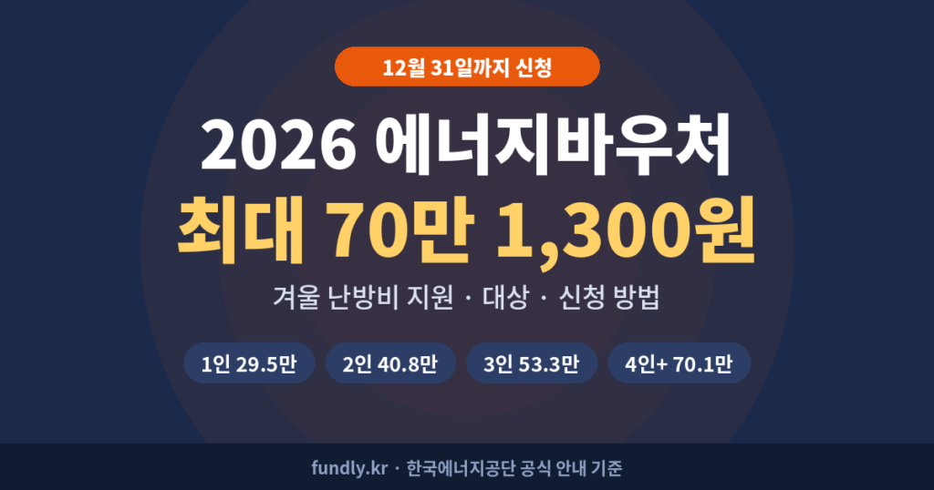 에너지바우처 신청 방법 2026｜대상·금액 최대 70만원 총정리