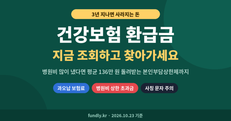건강보험 환급금 조회 신청, 3년 지나면 사라지는 돈, 본인부담상한제 평균 136만 원, 과오납 보험료, 사칭 문자 주의