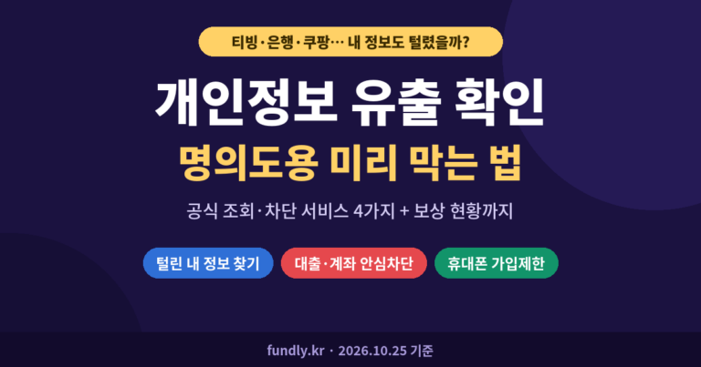 개인정보 유출 확인, 명의도용 미리 막는 법, 털린 내 정보 찾기, 대출 계좌 안심차단, 휴대폰 가입제한, 티빙 은행 쿠팡 유출